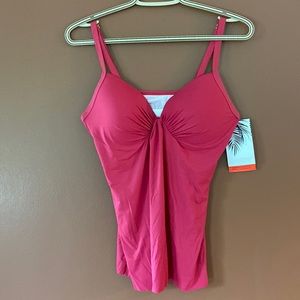 Christina tankini bathing suit top in a beautiful dusty rose/burgundy color.